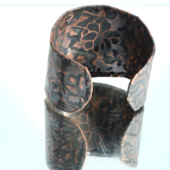 Poinsettia Flower Cuff Bracelet Copper Christmas - Picture 6 of 8